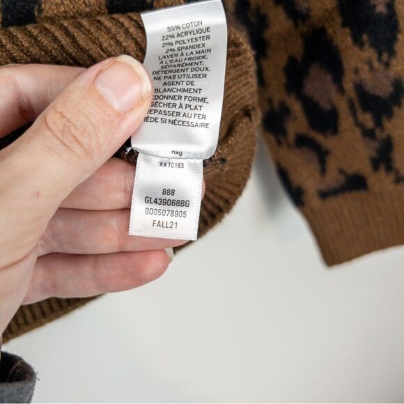 Nordstrom Girls Size Small Brown Dachsund Leopard Spots Crewneck Sweater NEW - Picture 7 of 8